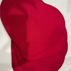 Elegant Red Heart-Shaped Quilted Placemats. Set of